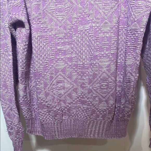 Purple Geometric Pattern Men's Sweater - Picture 4 of 9